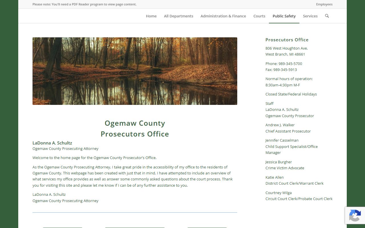 Ogemaw County prosecutor page for arrest records and court charges