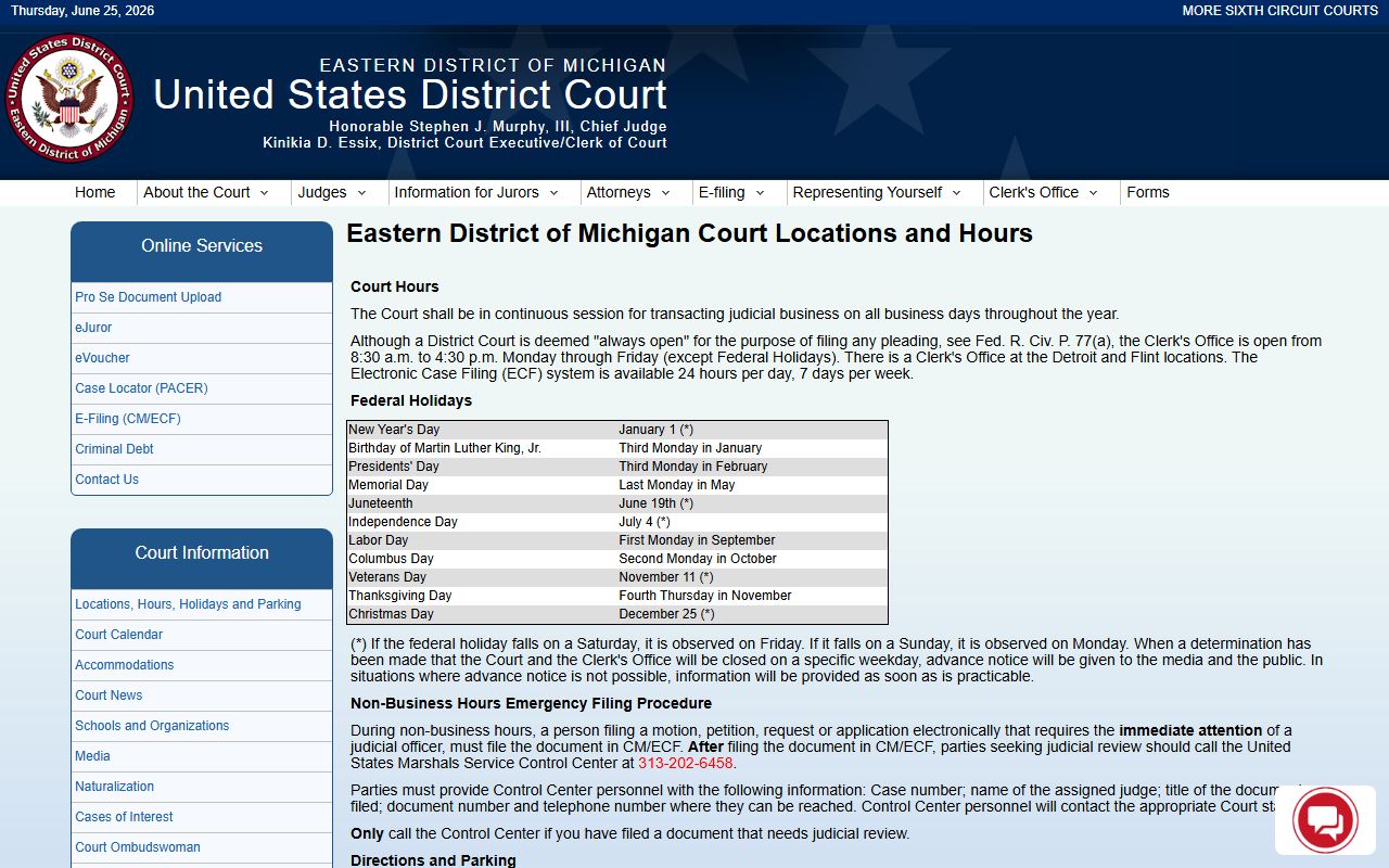 Eastern District of Michigan court locations for Ogemaw County federal dockets