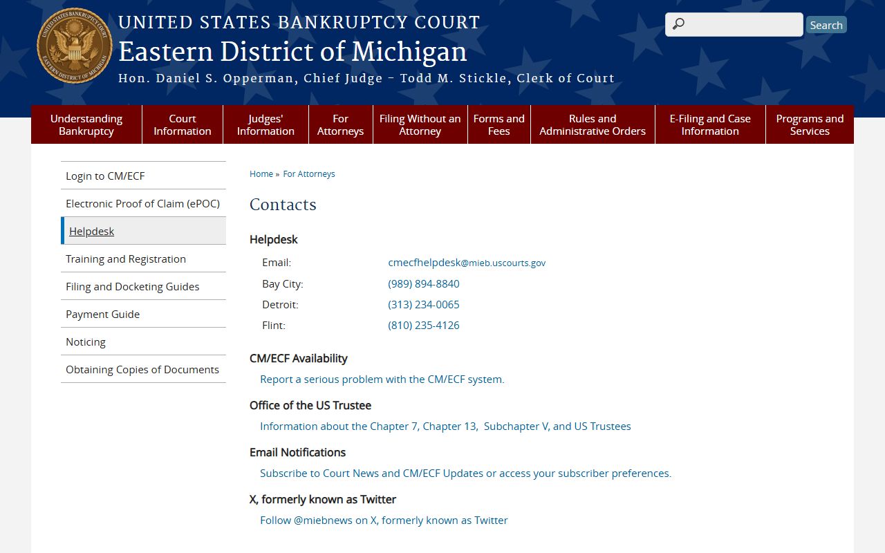 Ogemaw County federal bankruptcy court contact and records help