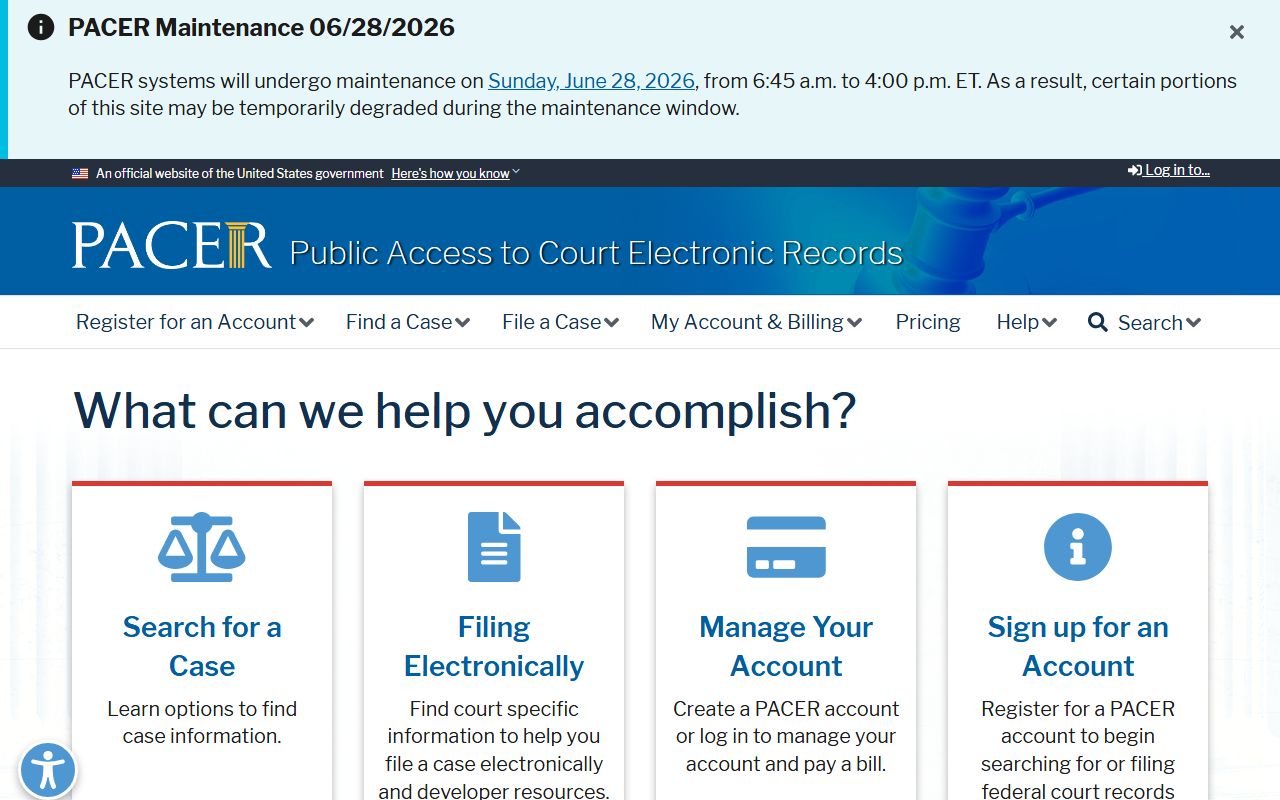 PACER federal court records access for Ogemaw County cases