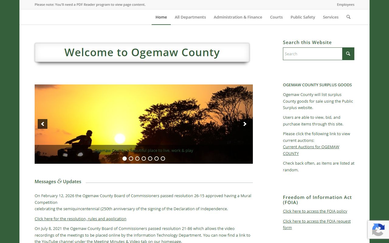 Ogemaw County Court records portal for West Branch, Michigan