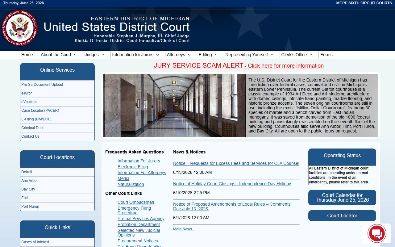 Federal court records for Ogemaw County through the Eastern District of Michigan