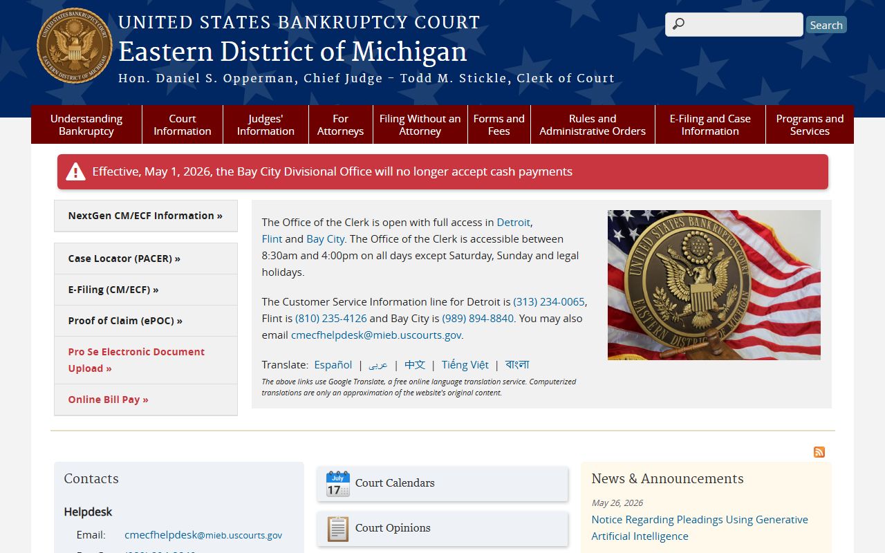 Federal bankruptcy court records serving Ogemaw County, Michigan