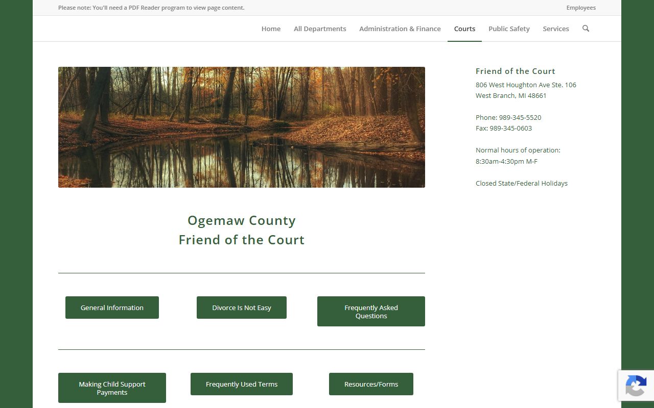 Ogemaw County divorce records and Friend of the Court family support office
