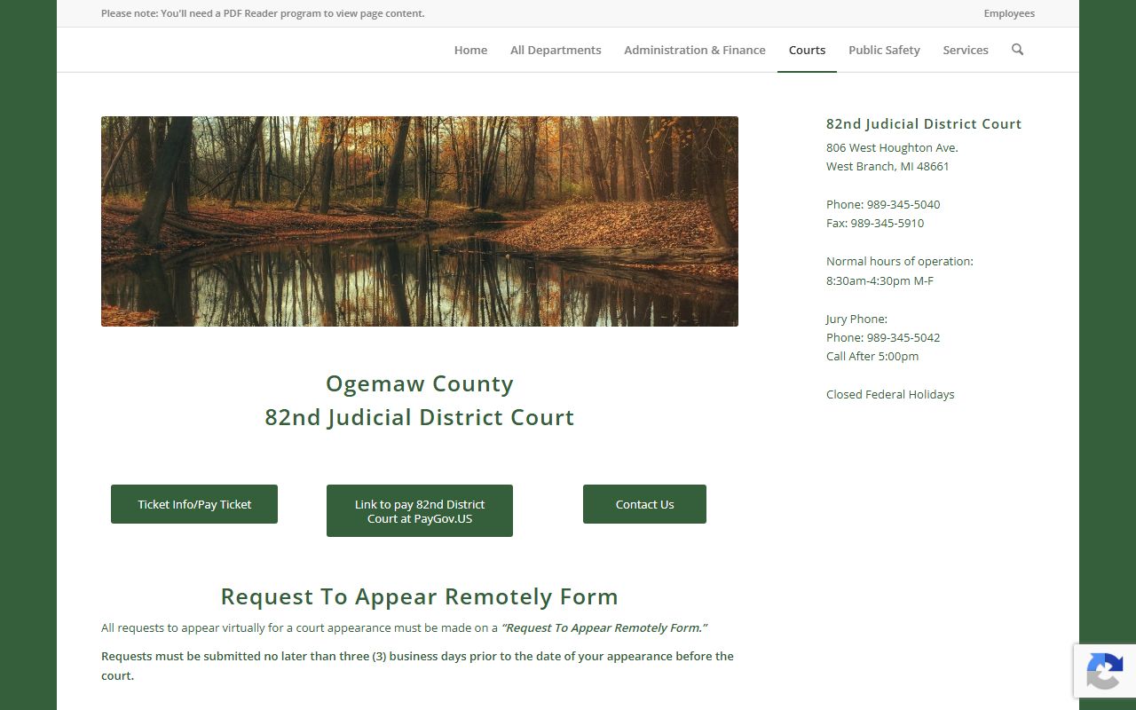Ogemaw County 82nd Judicial District Court traffic records page