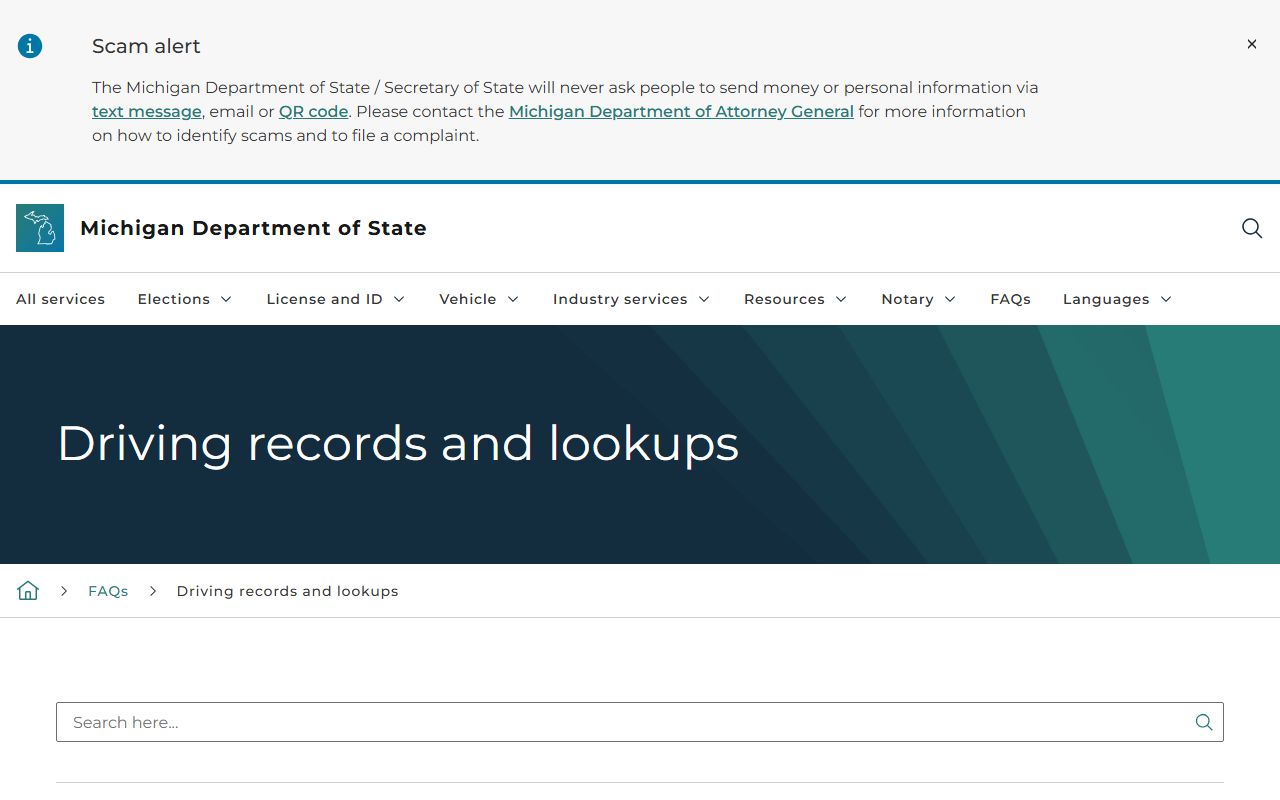 Michigan driver and vehicle records privacy FAQ for Ogemaw County traffic records